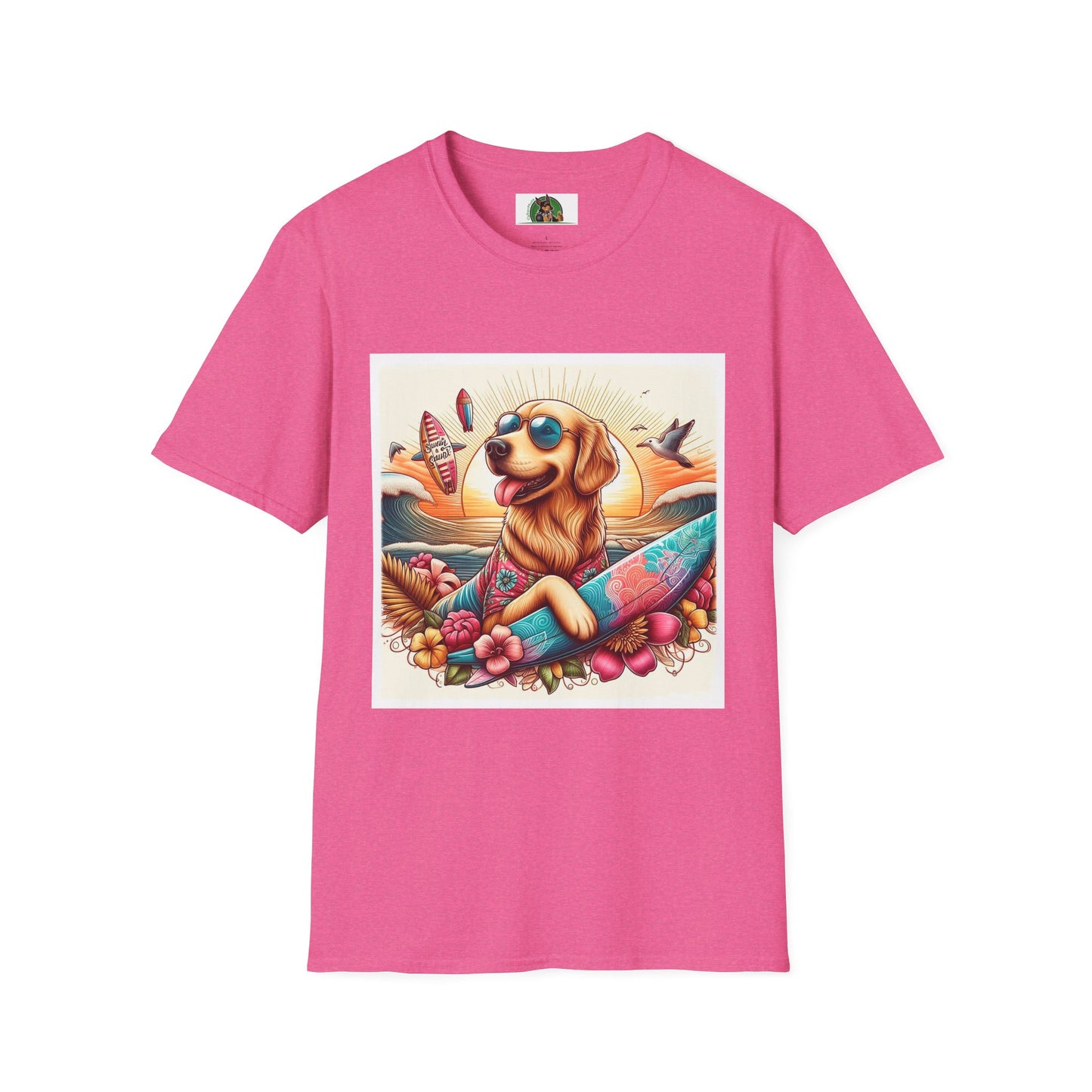 Golden Retriever T-Shirt Printify S Heather Heliconia