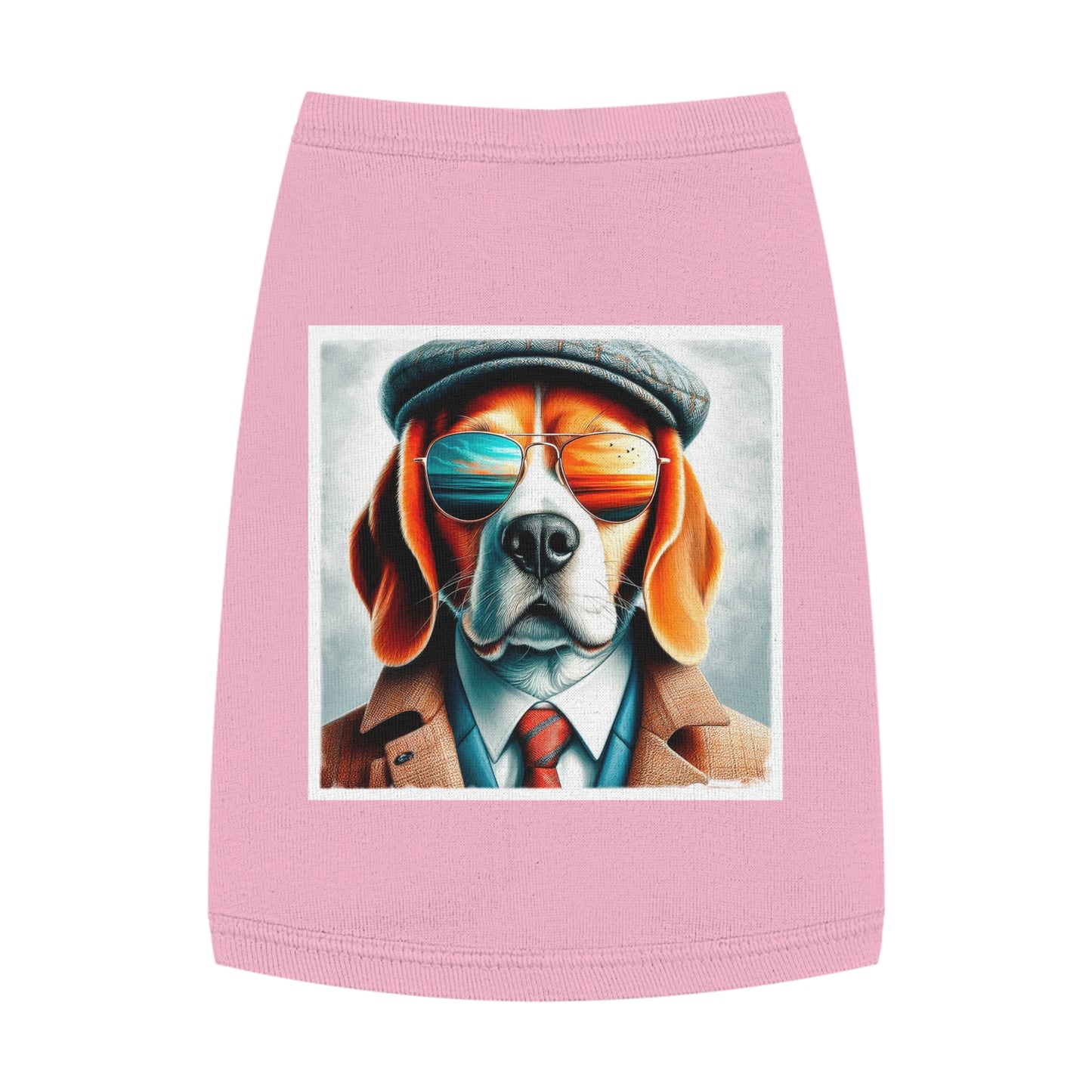 Pet Tank Top Beagle Dog Wearing Jacket And Hat Pets Printify M Pink 