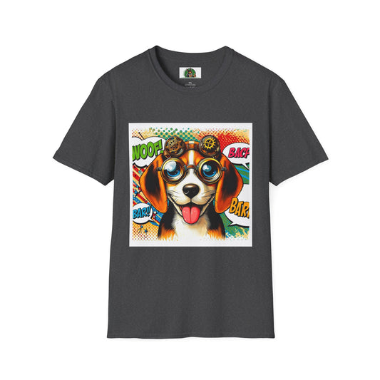 Wacky Beagle Steampunk Cartoon Dog T-Shirt Printify XS Dark Heather 