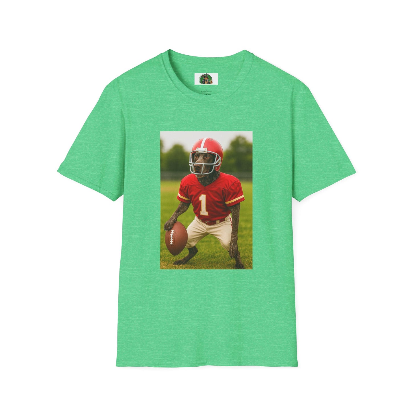 German Shorthaired Pointer Football T-Shirt — GSP Sports Tee T-Shirt Printify Heather Irish Green S