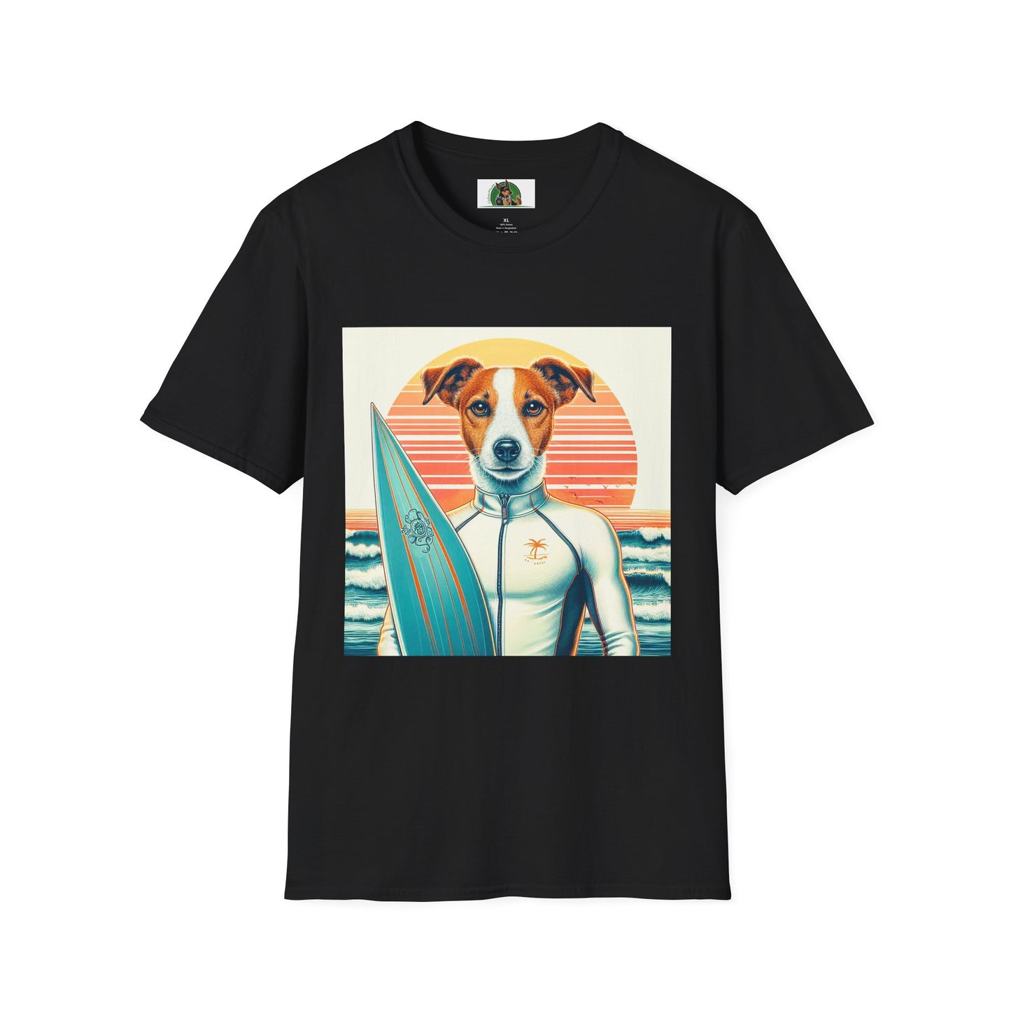Jack Russell Wet Suit Surfer T-Shirt Printify S Black