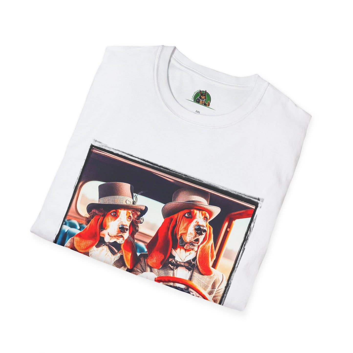 Wacky Basset Hounds Sunday Driving Old Car T-Shirt Printify