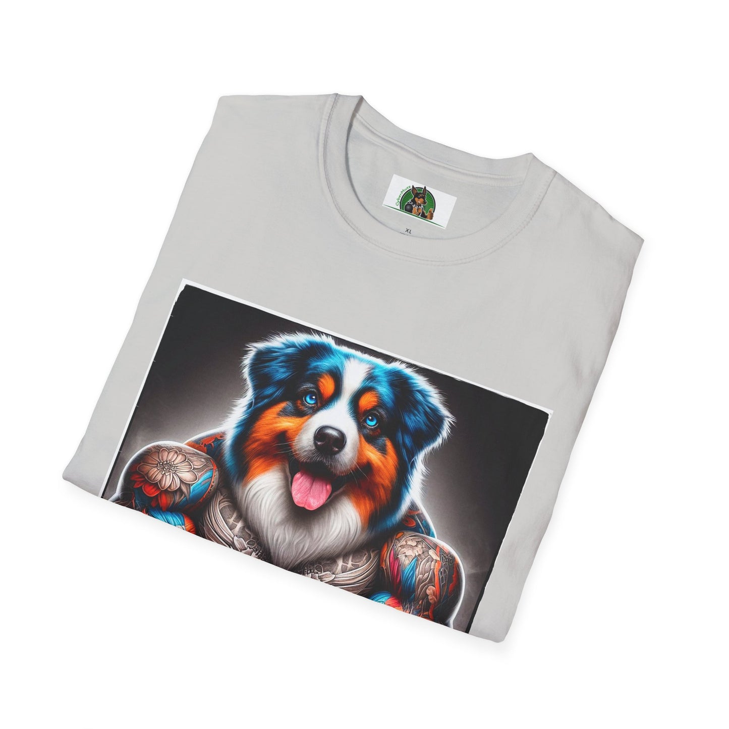 Australian Shepherd Bright Tattoo Buff Dog T-Shirt Printify   