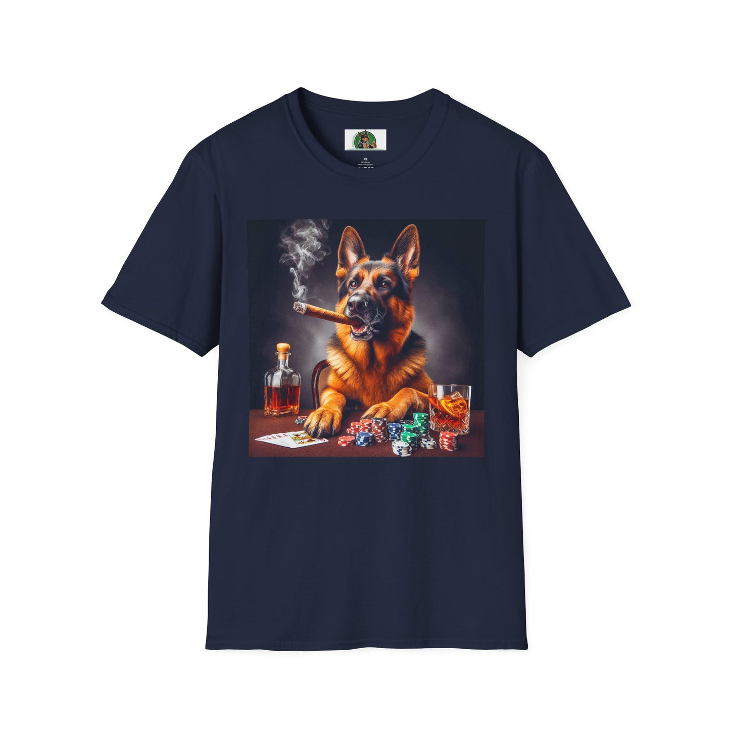 German Shepherd smoking shirt T-Shirt Printify S Navy