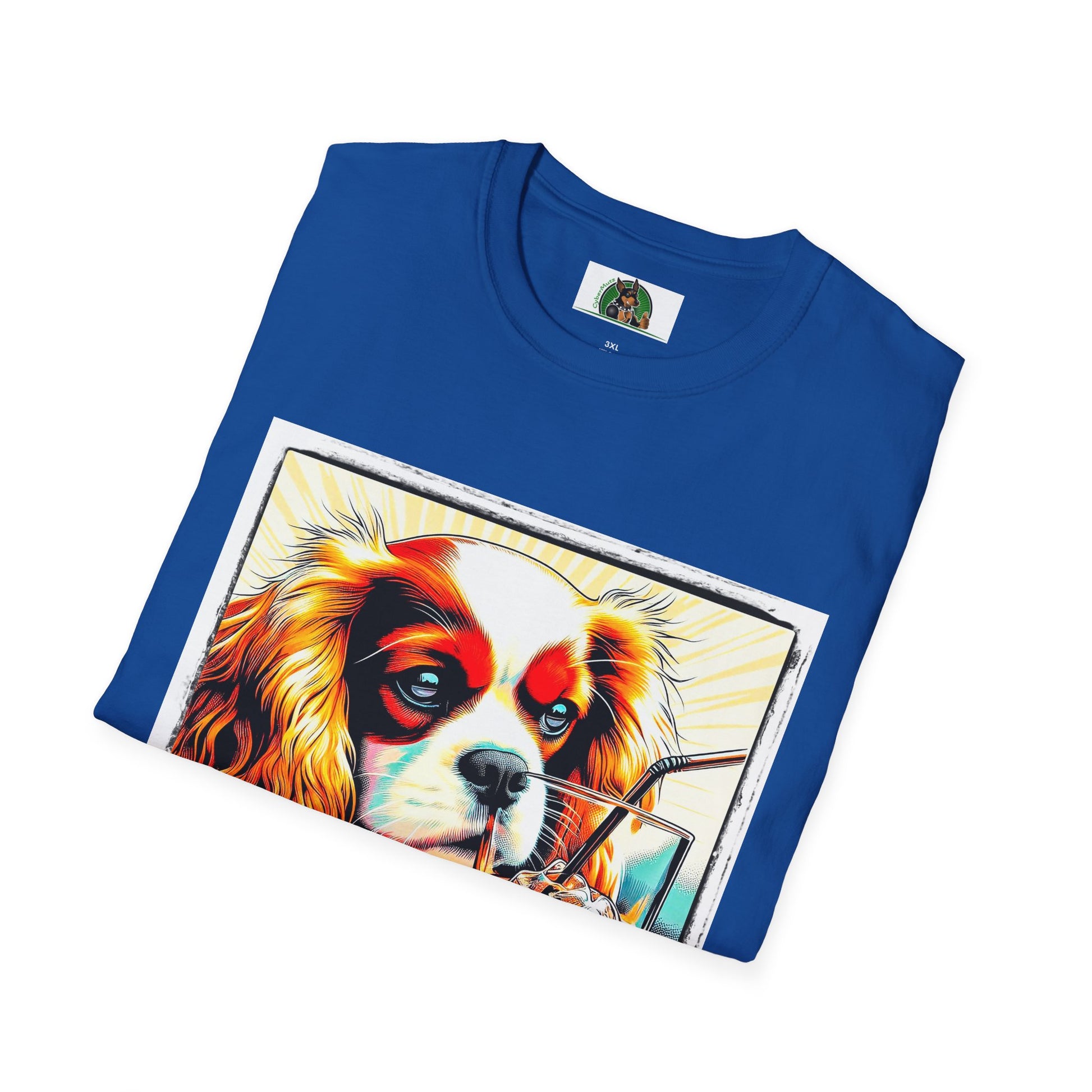 Cavalier King Charles Spaniel Sipping Tea TShirt T-Shirt Printify