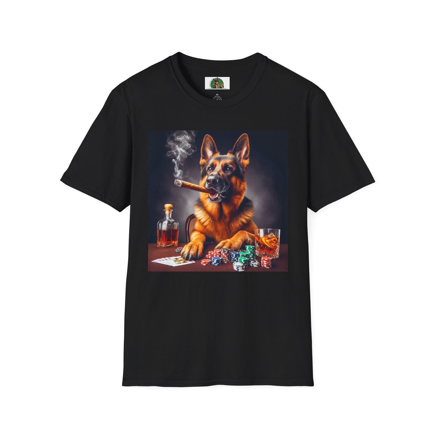 German Shepherd smoking shirt T-Shirt Printify S Black