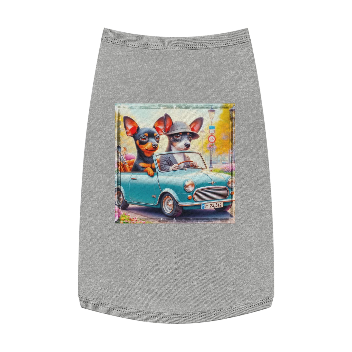 Wacky Pet Tank Top Rat Terrier couple driving Pets Printify L Heather