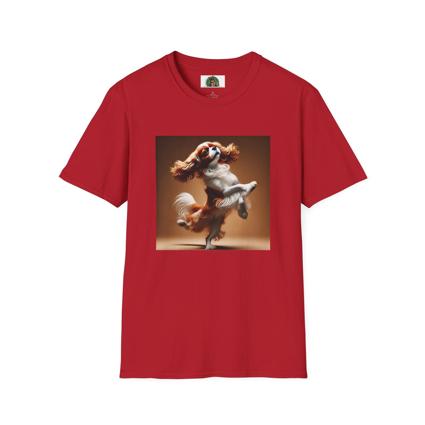 Dog Lover T-Shirt - Dancing Dog Cavalier King Charles Spaniel T-Shirt Printify S Cherry Red