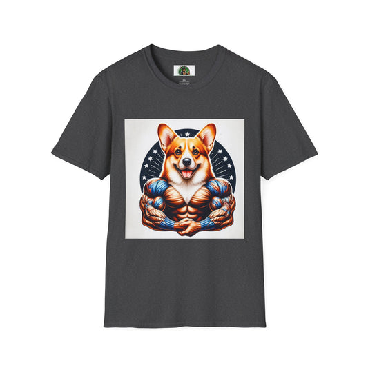 Pembroke Welsh Corgi muscle men shirt T-Shirt Printify XS Dark Heather