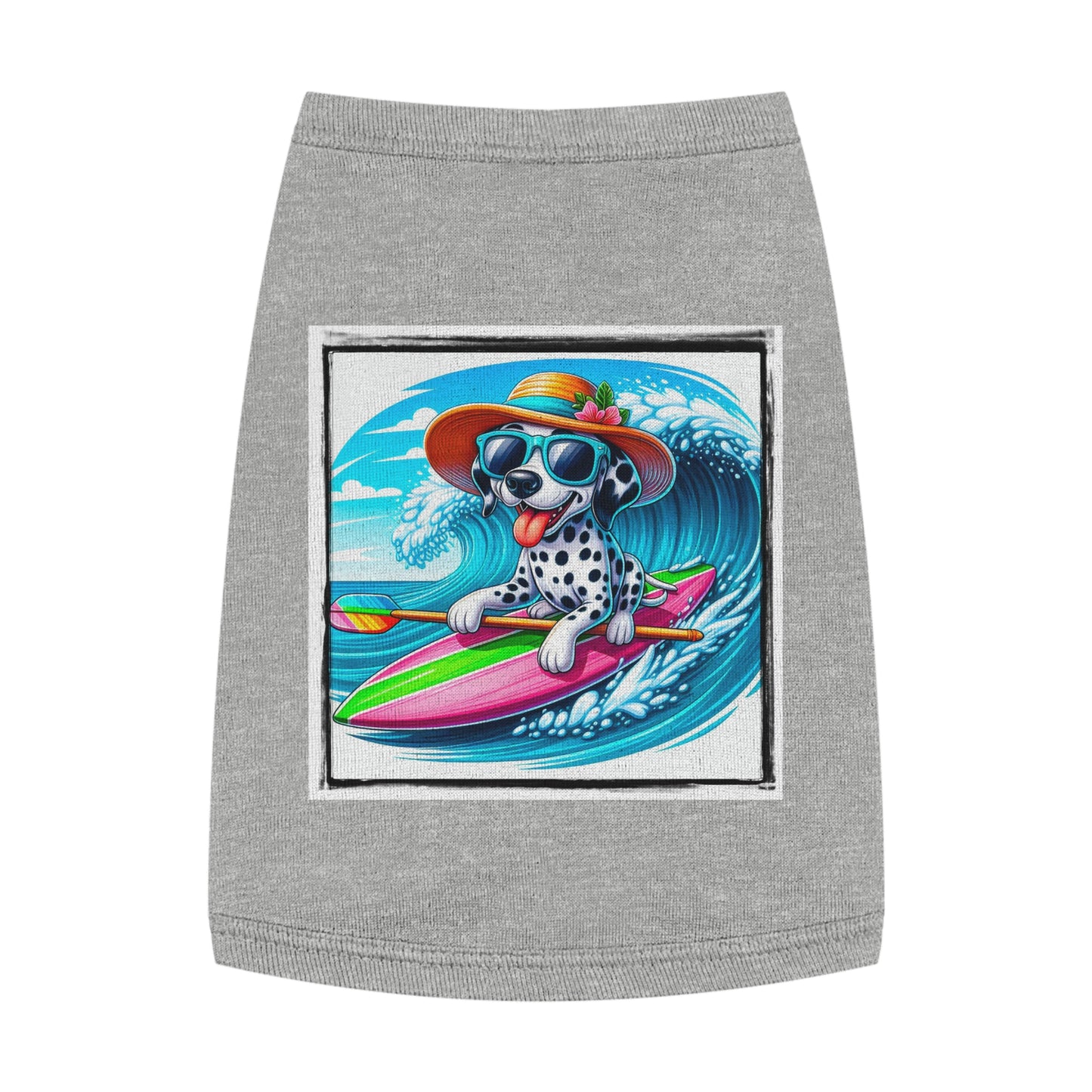 Pet Tank Top Dalmatian surfing t shirt Pets Printify M Heather