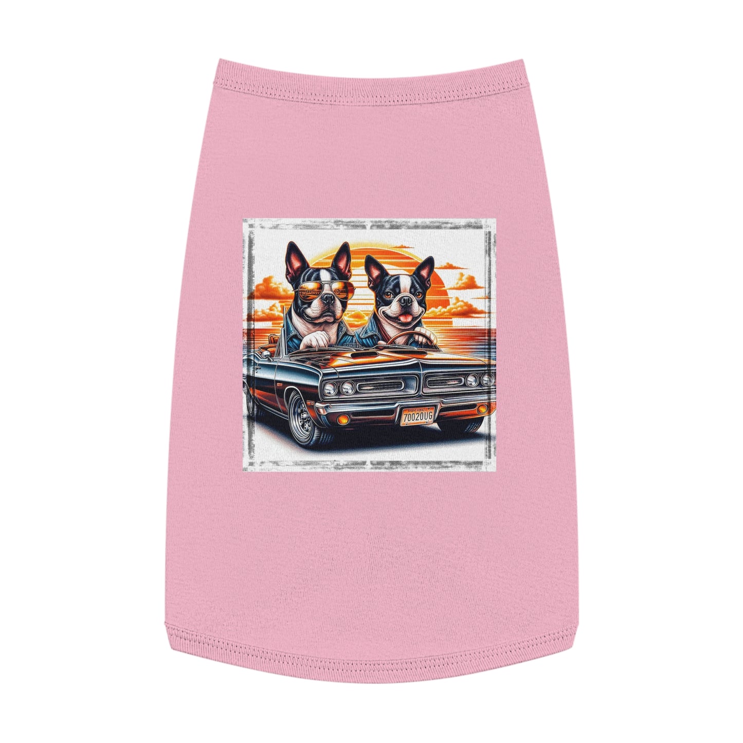 Pet Tank Top - Wacky Boston Terrier Friends Driving Design Pets Printify L Pink