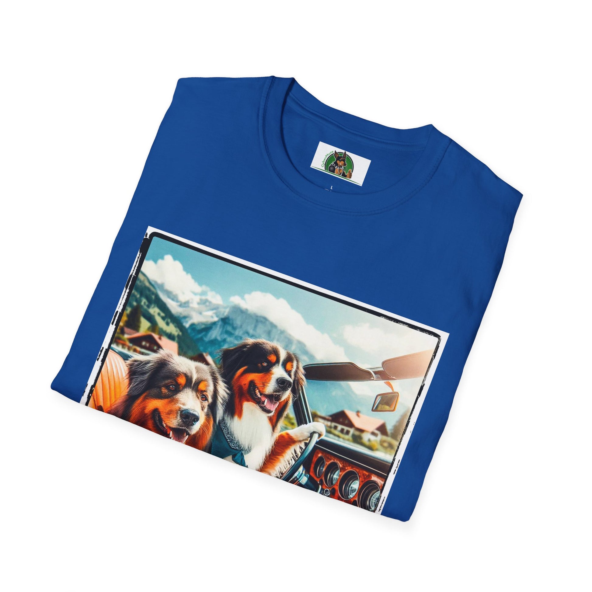 Australian Shepherd Dogs In Car T-Shirt Printify