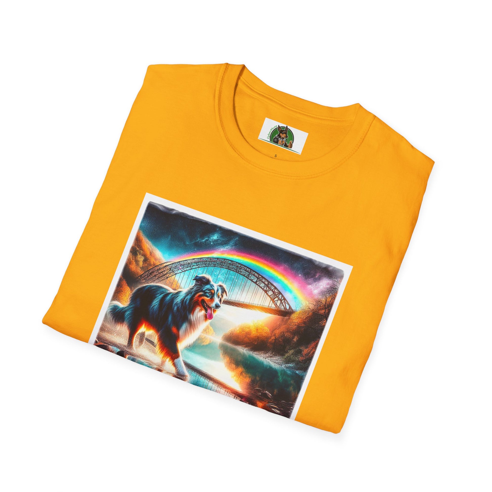 Australian Shepherd Rainbow Bridge At Night T-Shirt Printify   