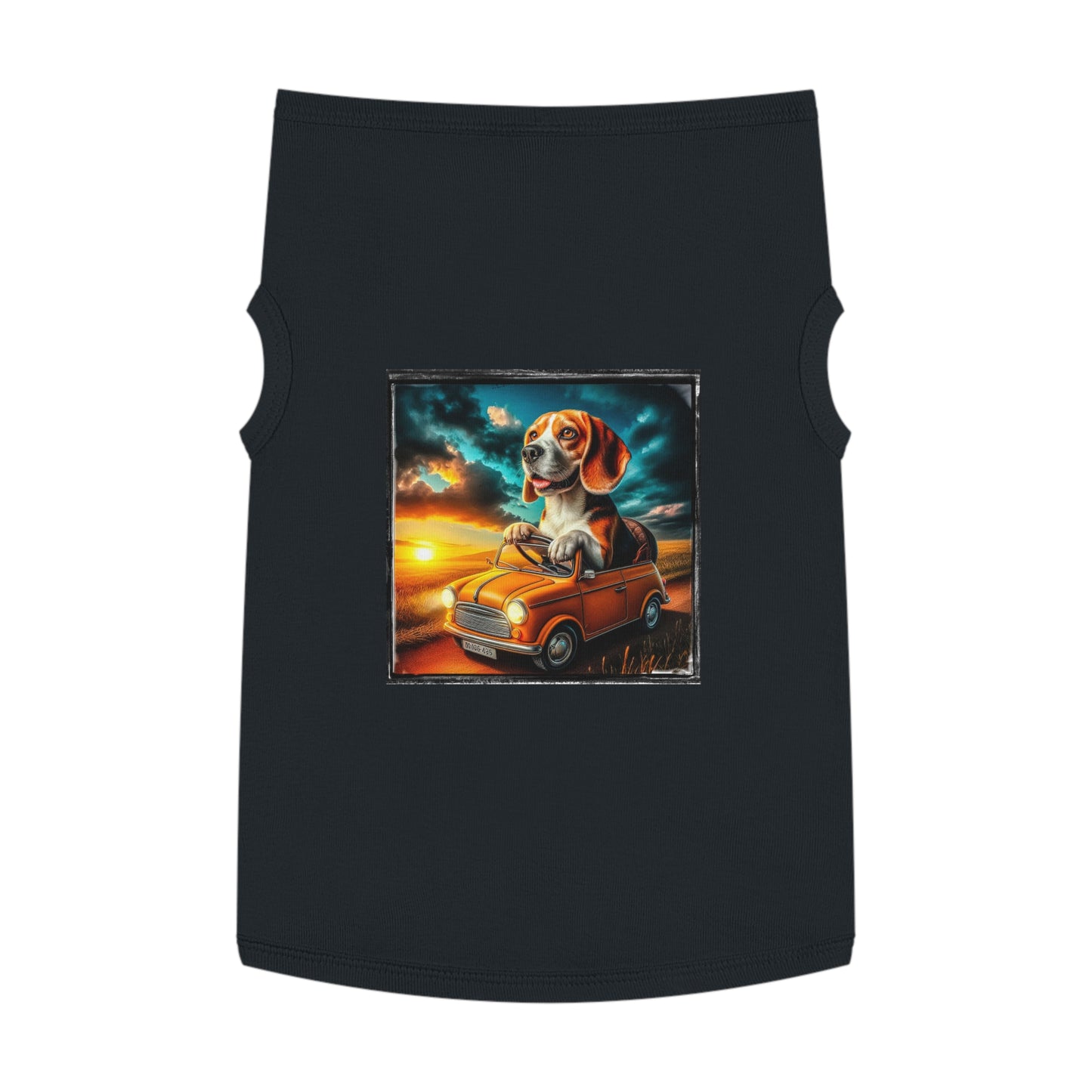 Pet Tank Top Wacky Beagle Dog Driving Tiny Car Pets Printify   