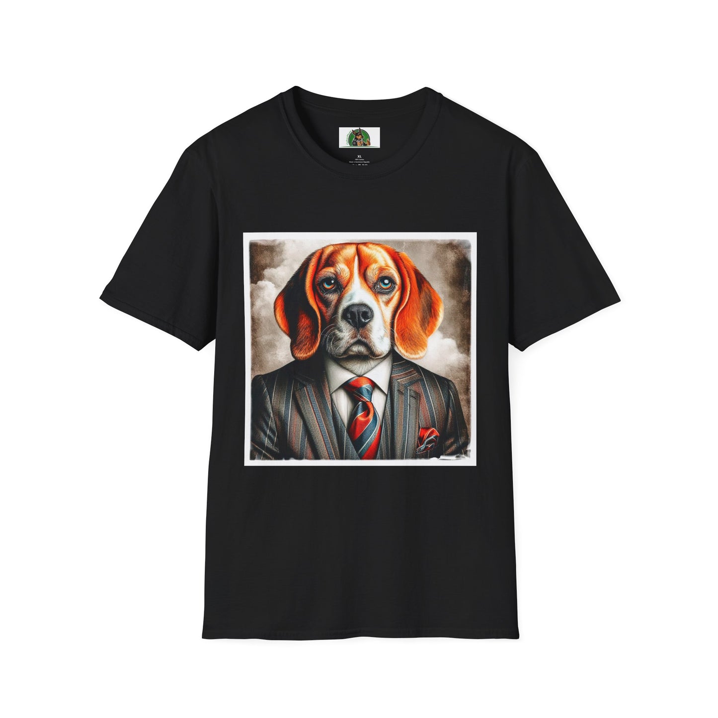 Beagle Wearing Power Suit T-Shirt Printify XS Black 