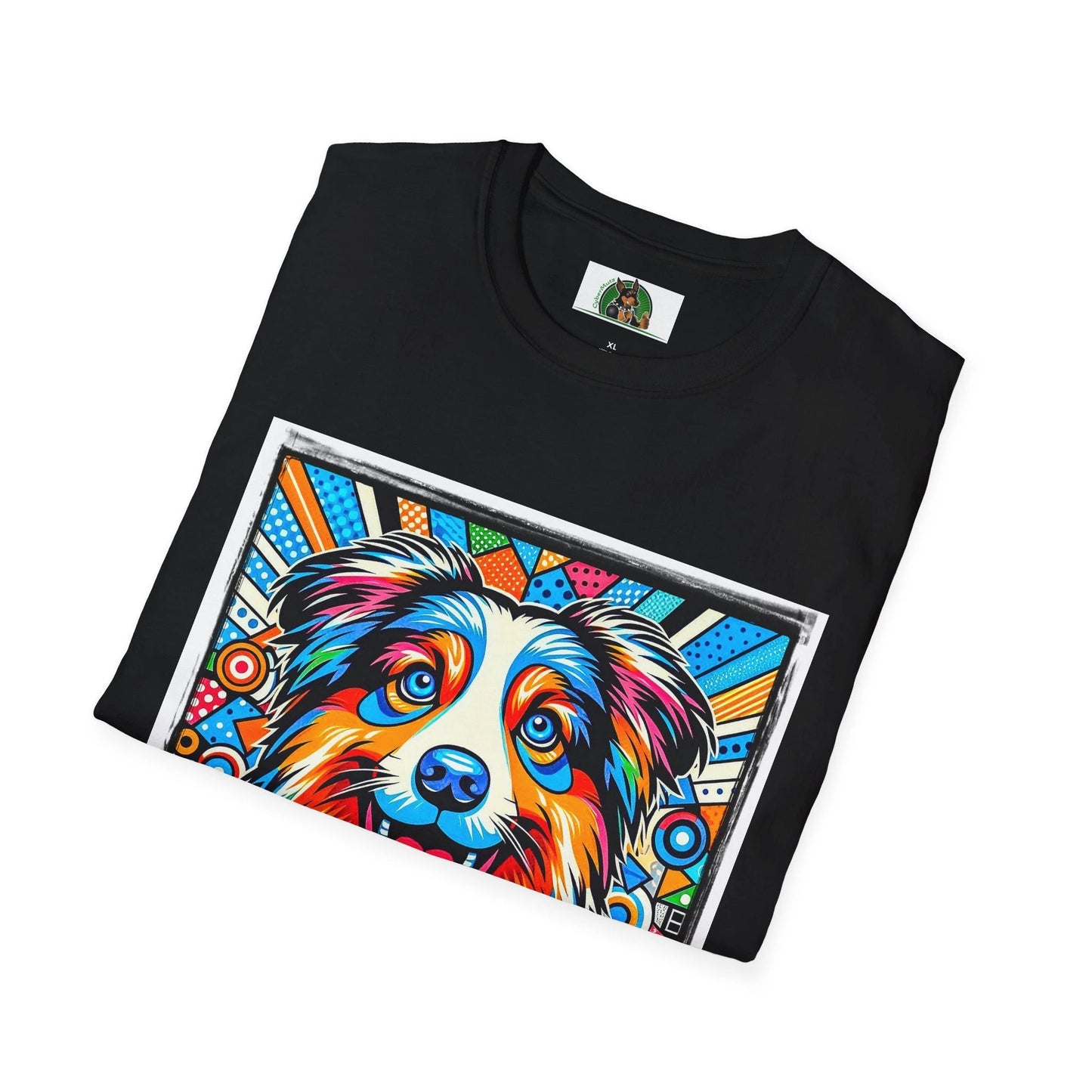 Australian Shepherd Bright Pop Art T Shirt Vibrant Canine Graphic Tee for Dog Lovers T-Shirt Printify