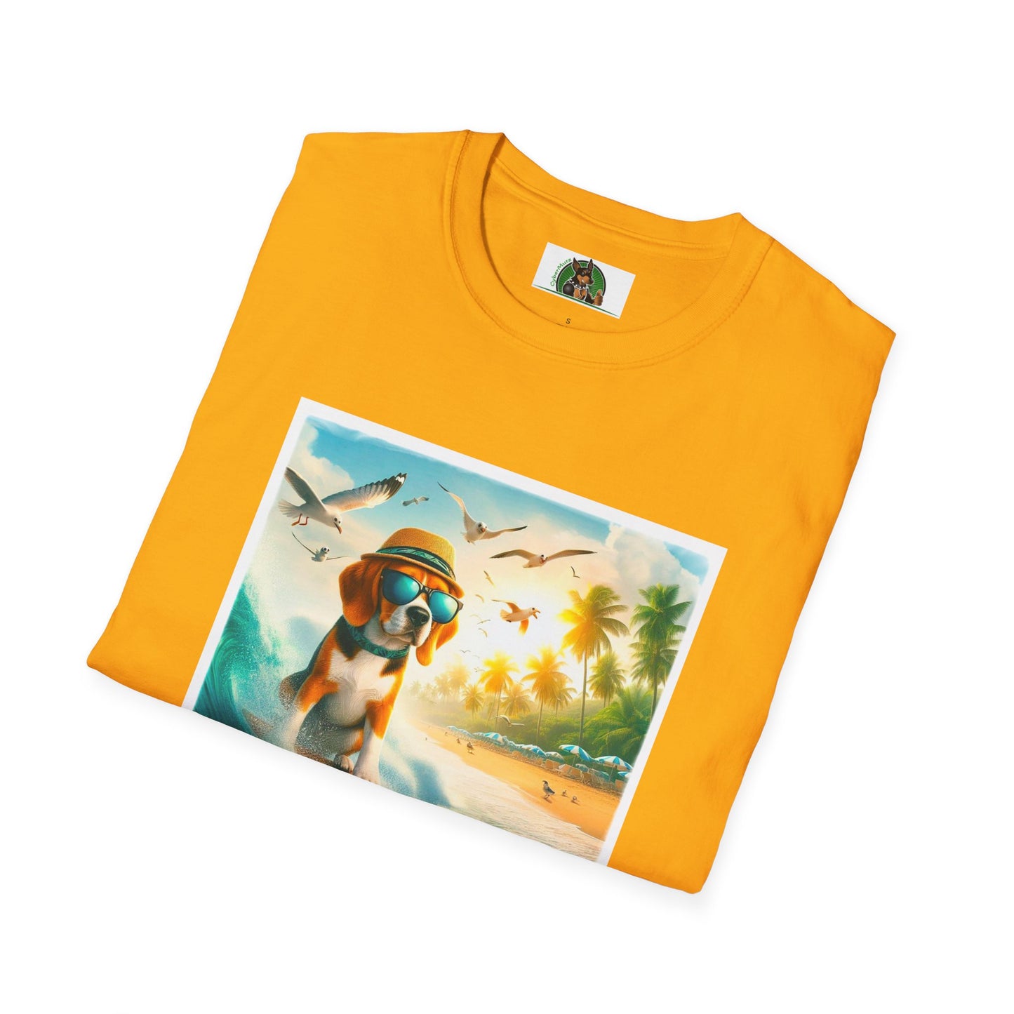 Beagle Surfing Wearing Hat And Shades T-Shirt Printify   