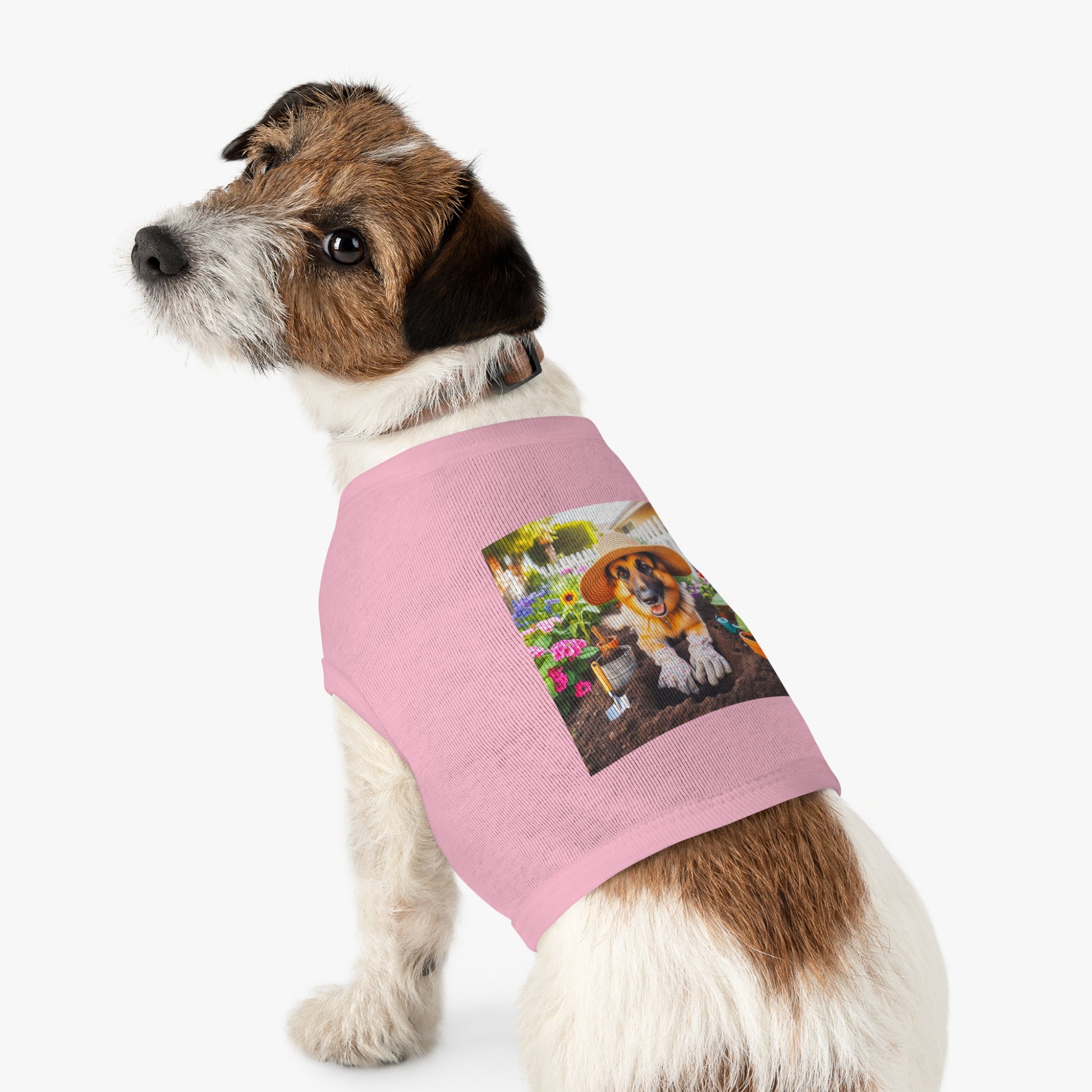 German Shepherd planting flowers shirt Pets Printify