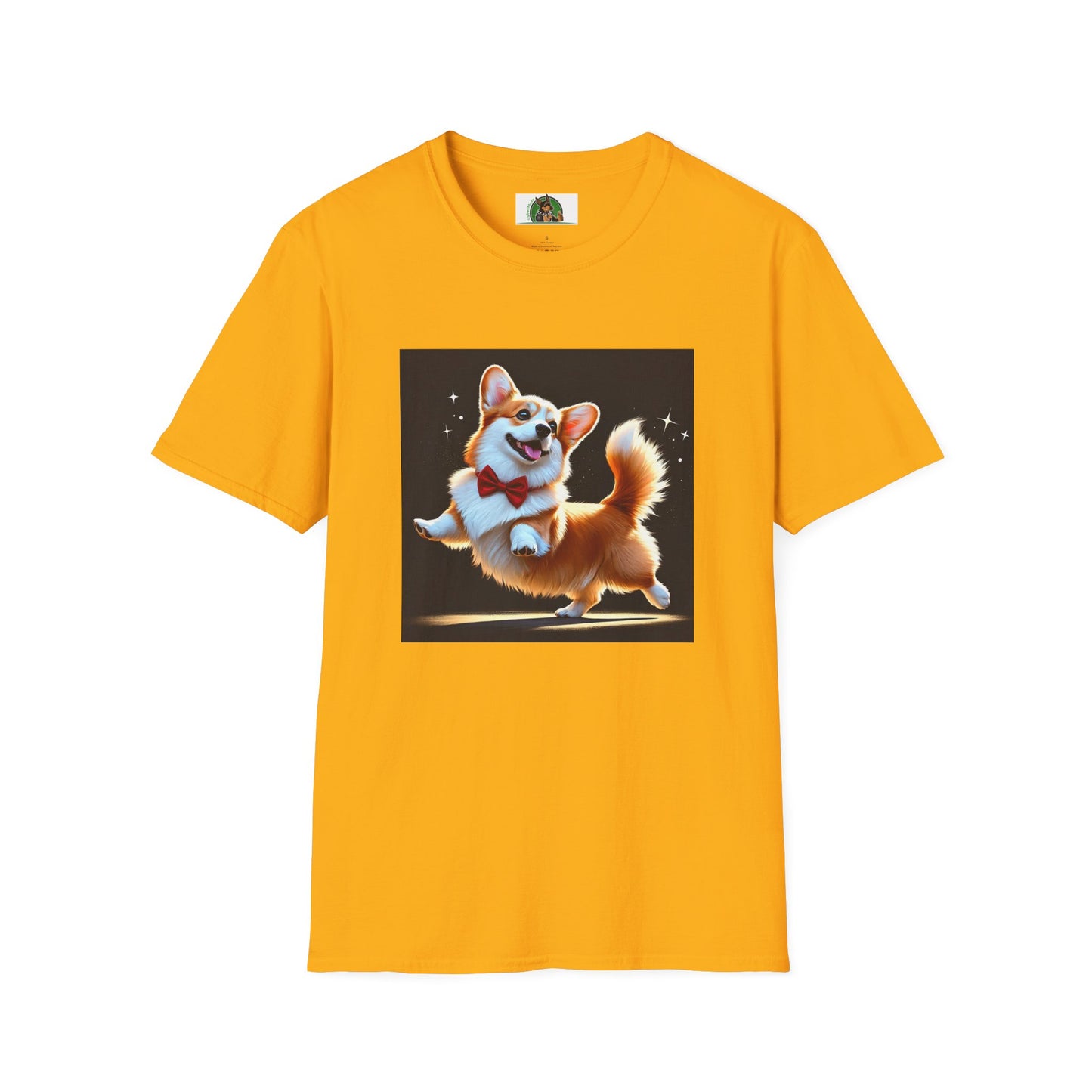 Dancing Pembroke Welsh Corgi T-Shirt T-Shirt Printify S Gold