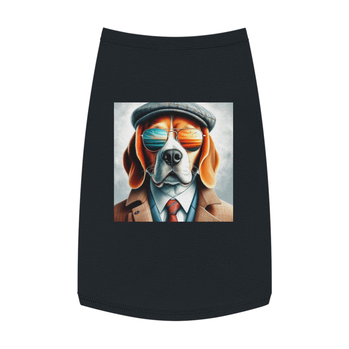 Pet Tank Top Beagle Classy Suit Pets Printify L Black 