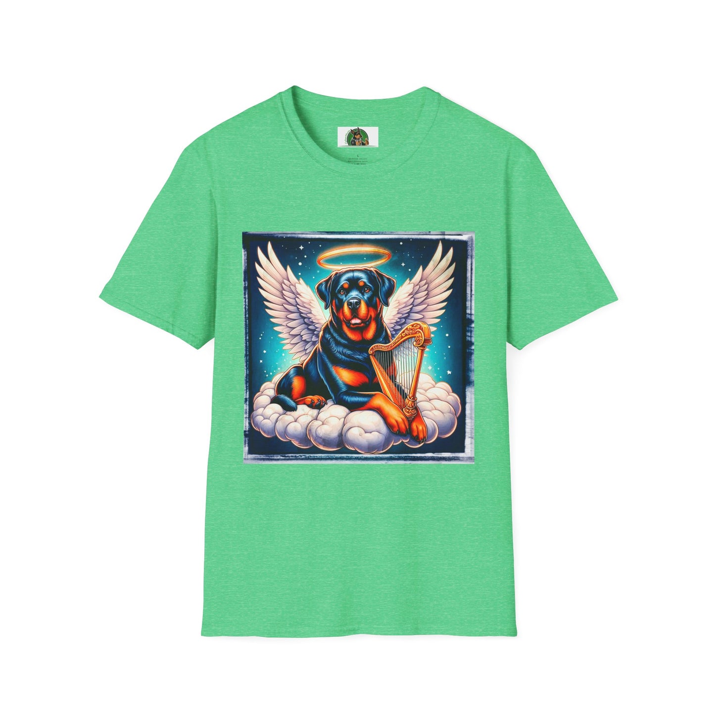 Rotteeiler sngel with harp shirt T-Shirt Printify S Heather Irish Green
