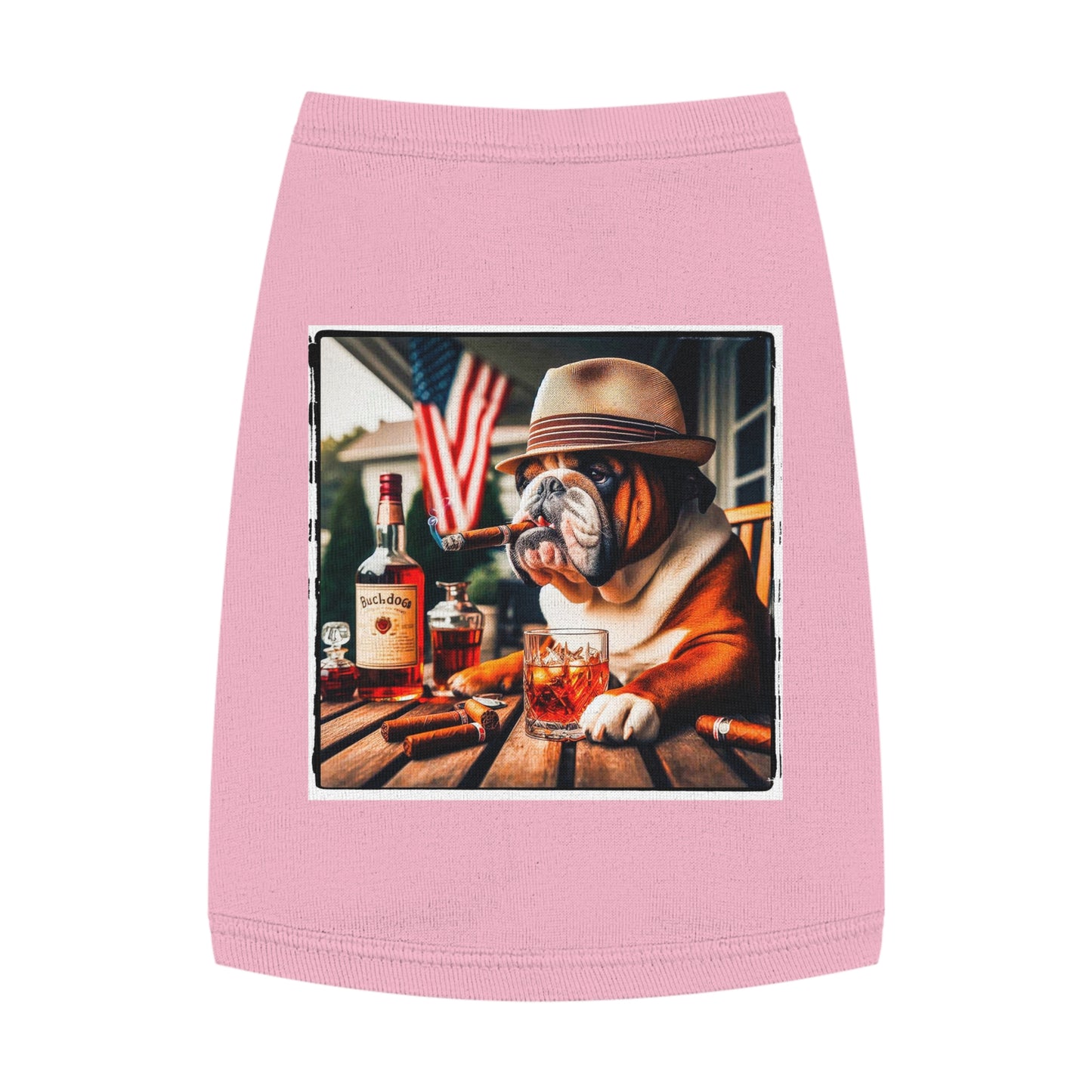 Pet Tank Top Bulldog cigar chilling t shirt Pets Printify M Pink