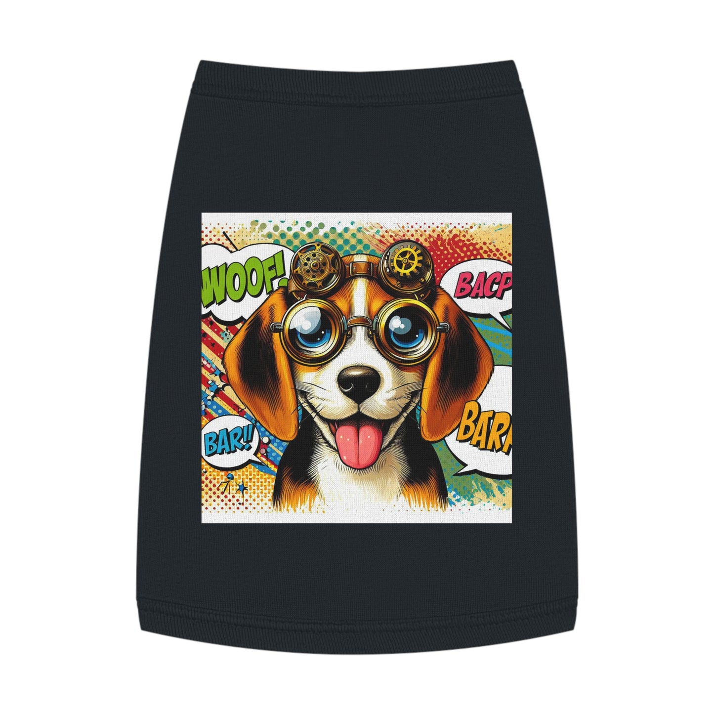 Pet Tank Top Wacky Beagle Steampunk Pop Art Dog Pets Printify M Black 