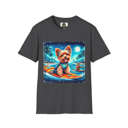Yorkie night surfer shirt T-Shirt Printify XS Dark Heather