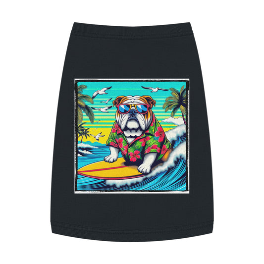 Pet Tank Top Bulldog wave crashing t shirt Pets Printify M Black