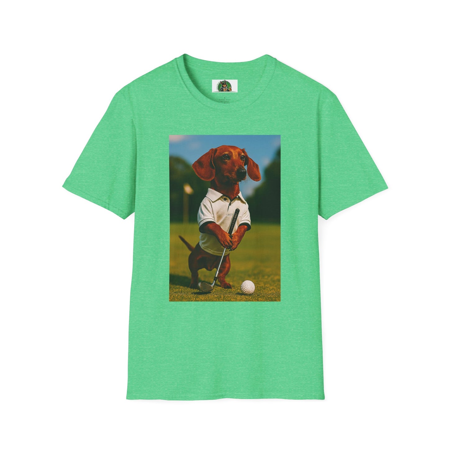 Sports Dachshund Golf T-Shirt T-Shirt Printify Heather Irish Green S