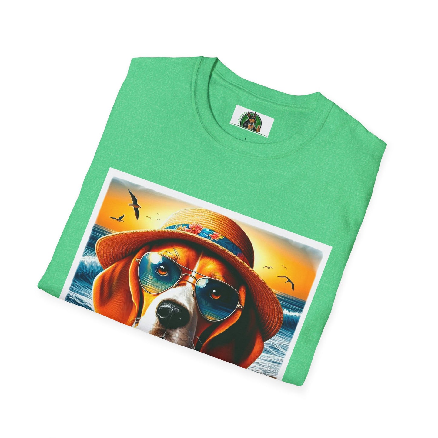 Beagle Wearing Sun Hat At The Beach T-Shirt Printify   