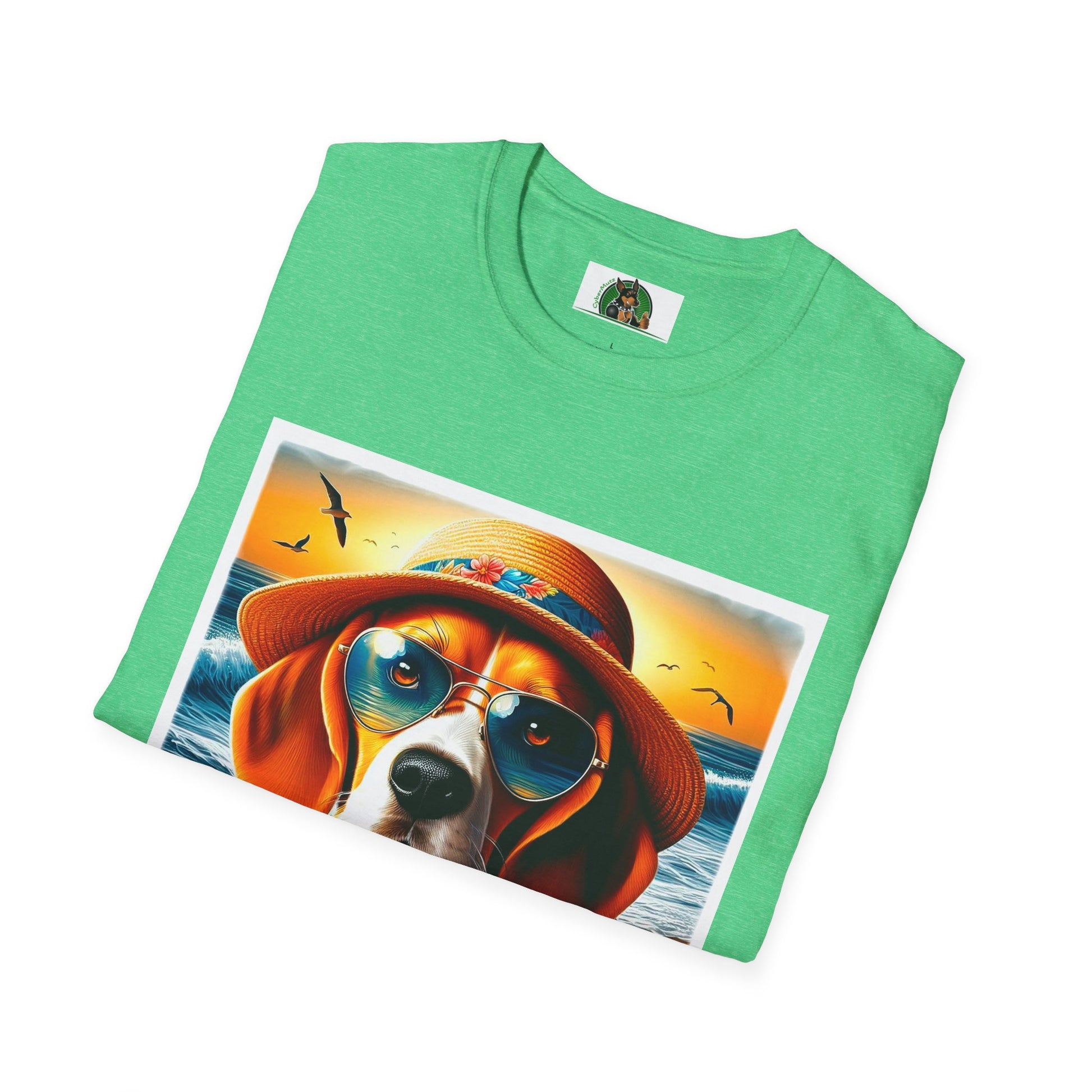 Beagle Wearing Sun Hat At The Beach T-Shirt Printify   