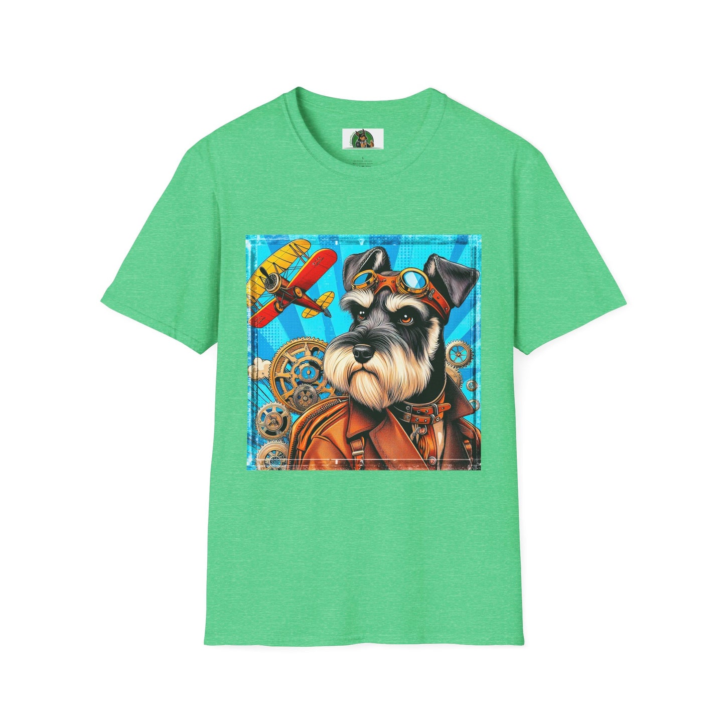 Schnauzer T-Shirt with Miniature Schnauzer Design T-Shirt Printify S Heather Irish Green 