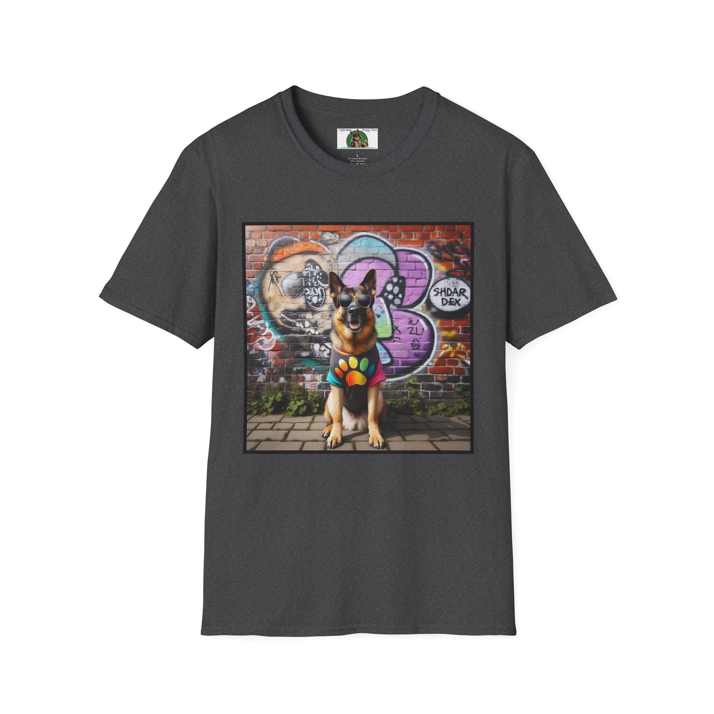 German Shepherd Dog Chillin Unisex Softstyle T-Shirt T-Shirt Printify S Dark Heather