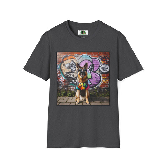 German Shepherd Dog Chillin Unisex Softstyle T-Shirt T-Shirt Printify S Dark Heather