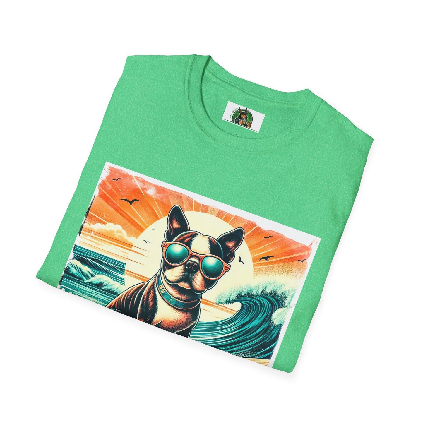 Boston Terrier Sunset Surfer Dog Shirt