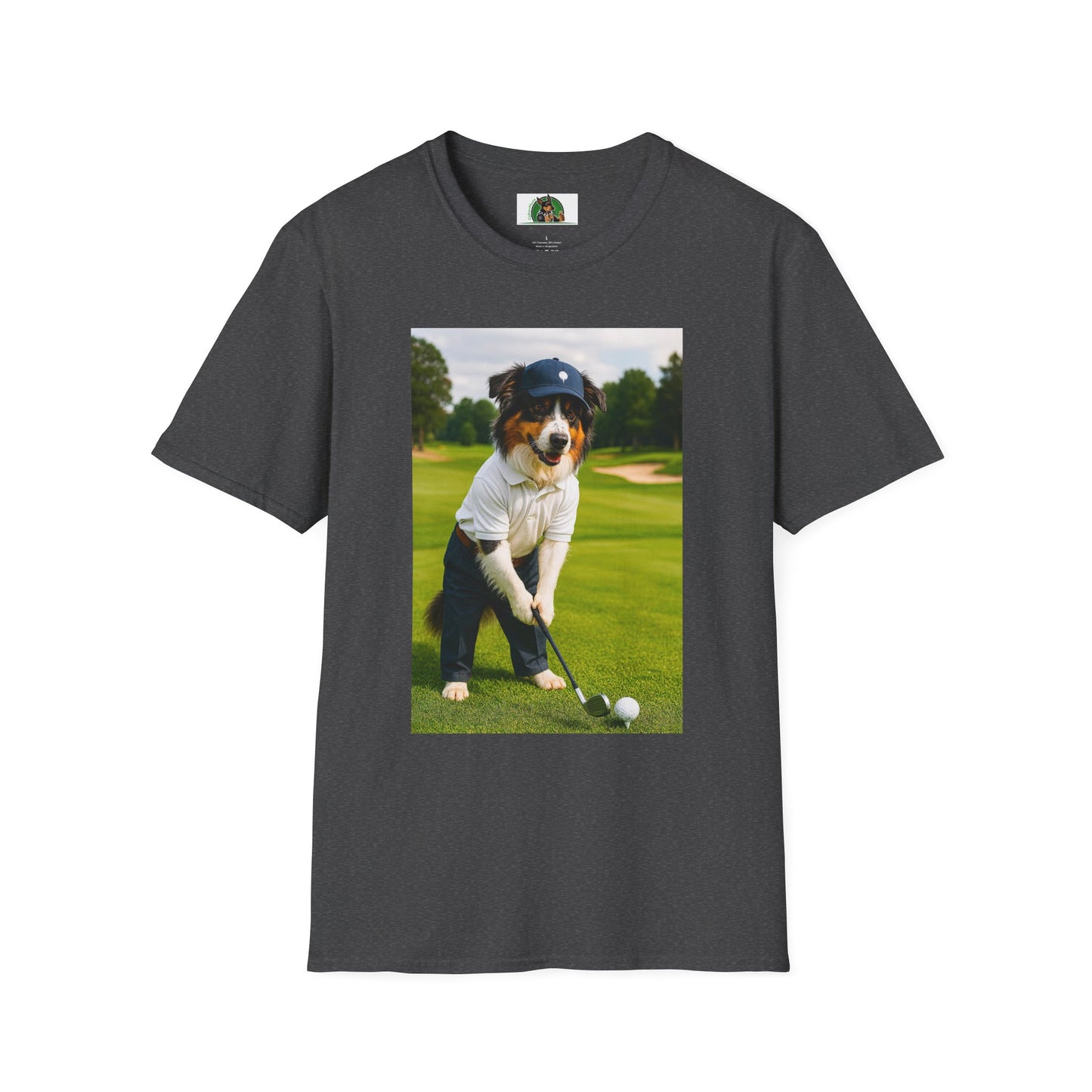 Sports Golf Australian Shepherd T-Shirt T-Shirt Printify Dark Heather XS
