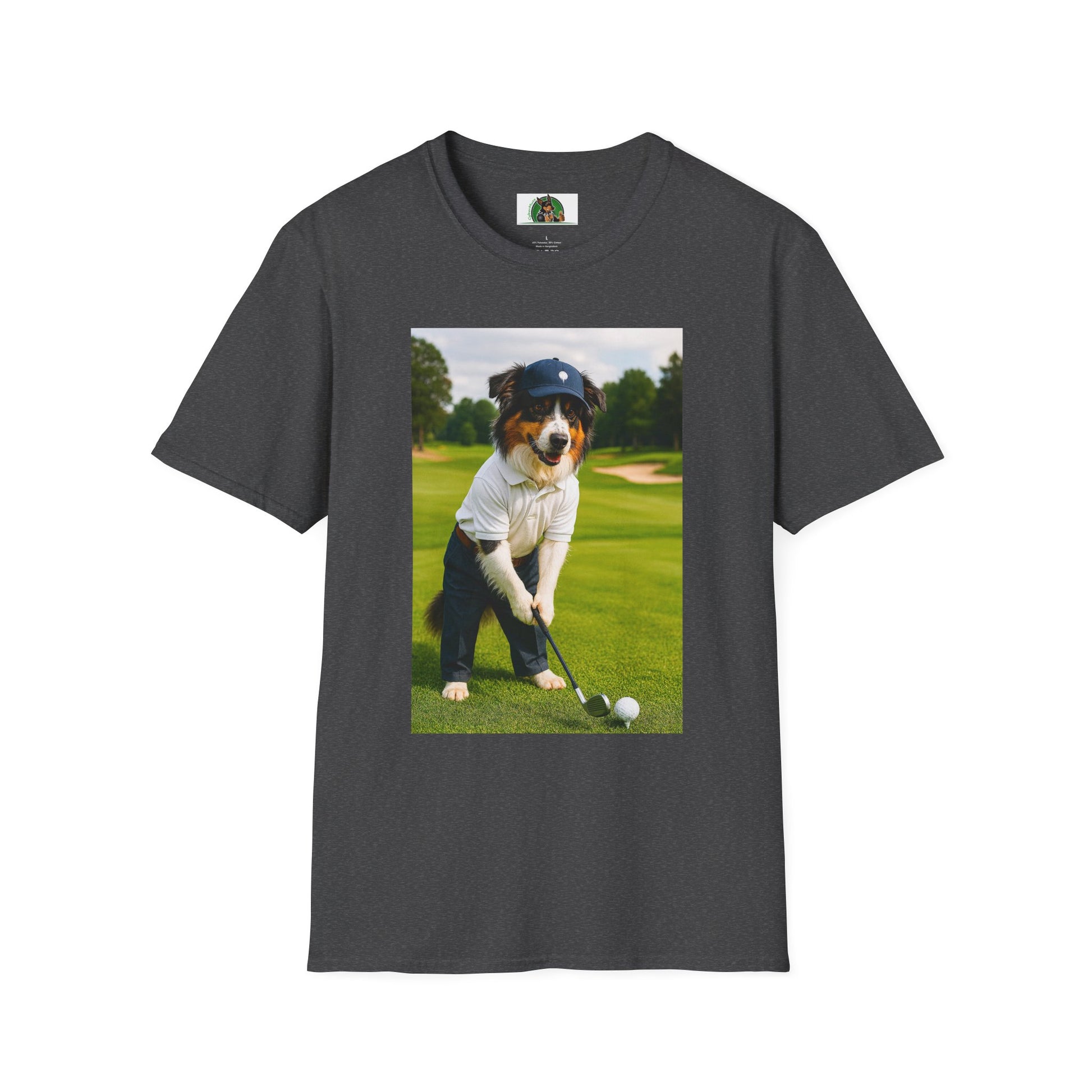 Sports Golf Australian Shepherd T-Shirt T-Shirt Printify Dark Heather XS
