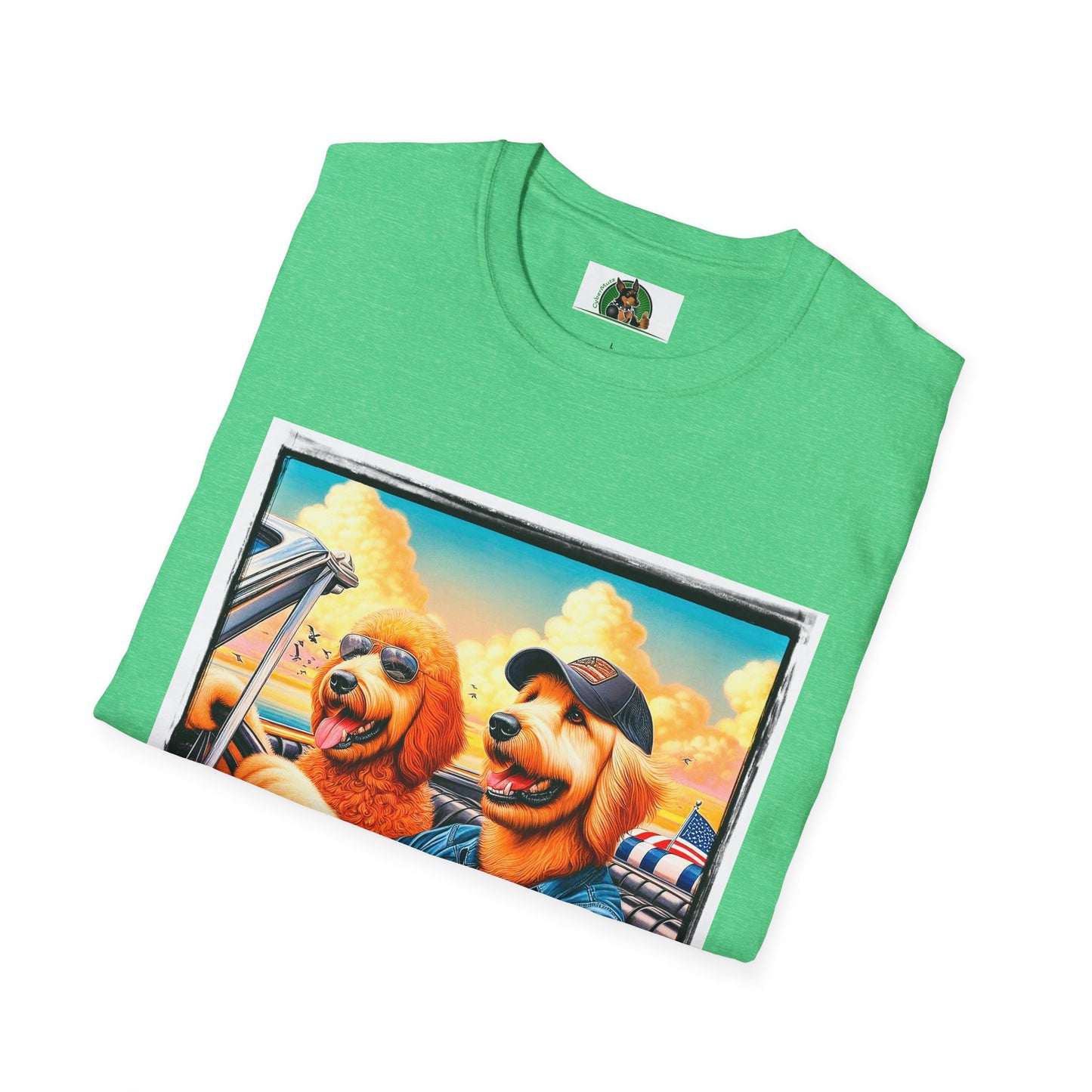 Wacky Golden Doodle driving frirnds