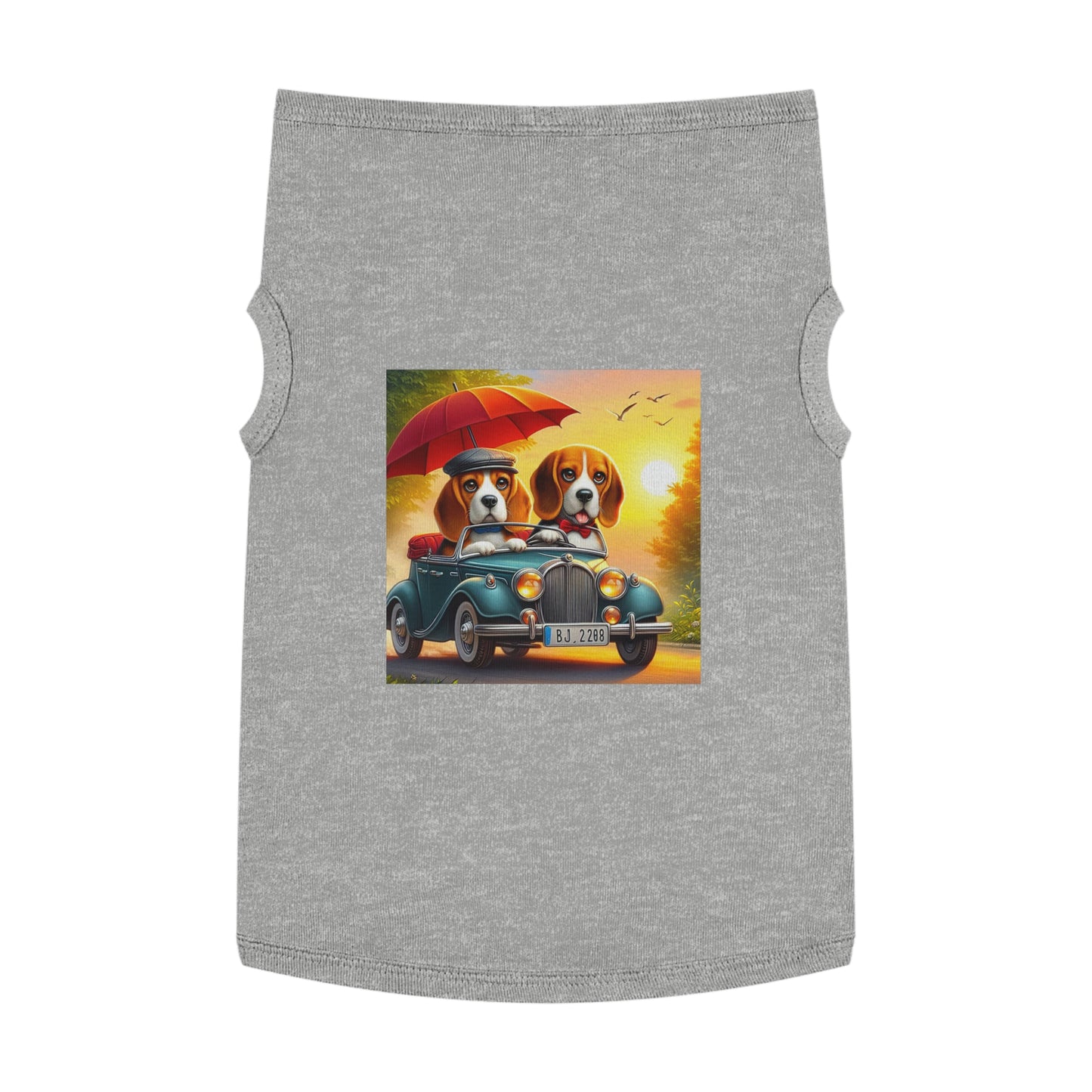 Pet Tank Top Wacky Beagle Dog Couple Sunday Driving Pets Printify XL Heather 