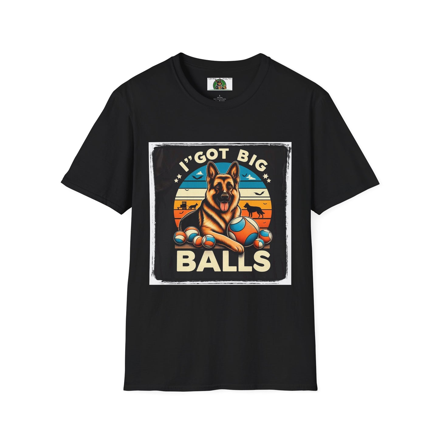 Mis·cel·la·ne·ous German Shepherd "I got Big Balls" T-Shirt Printify S Black 