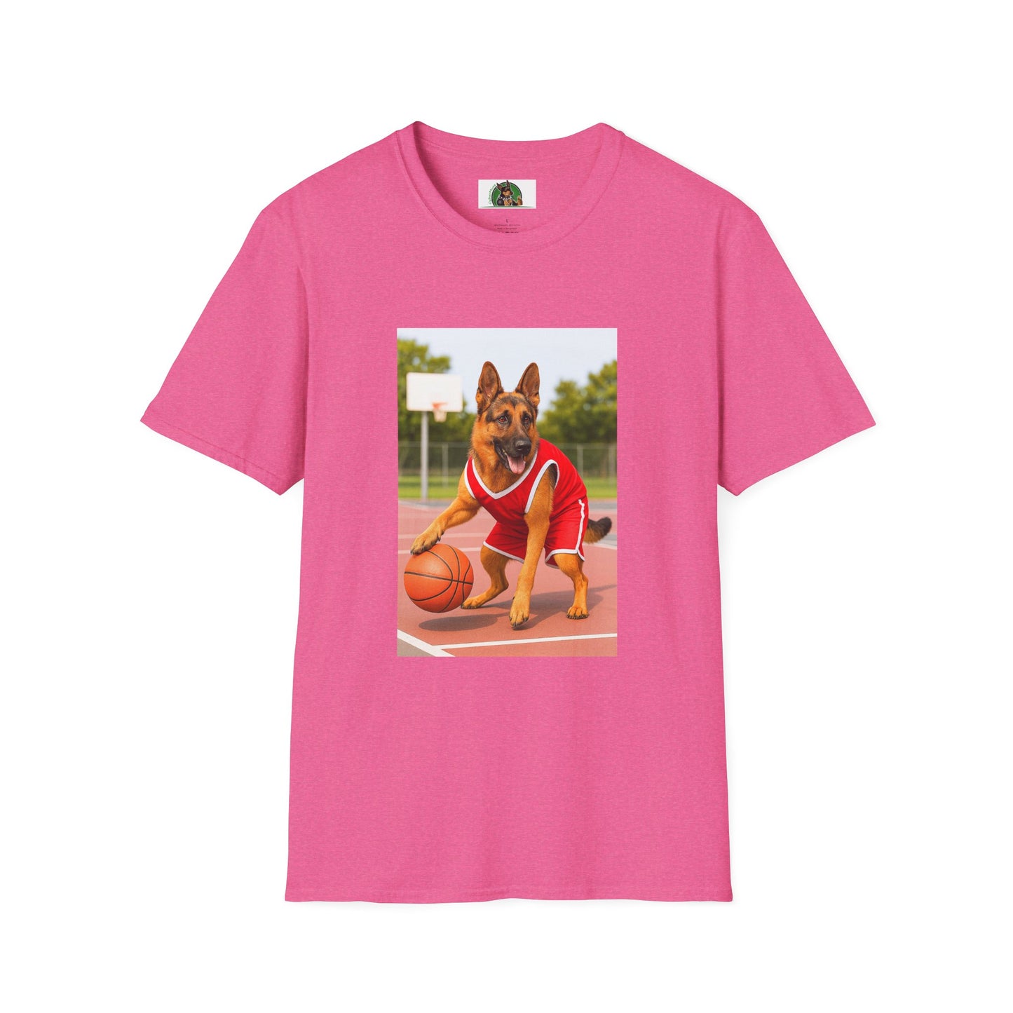 Sports German Shepherd Basketball T-Shirt T-Shirt Printify Heather Heliconia S