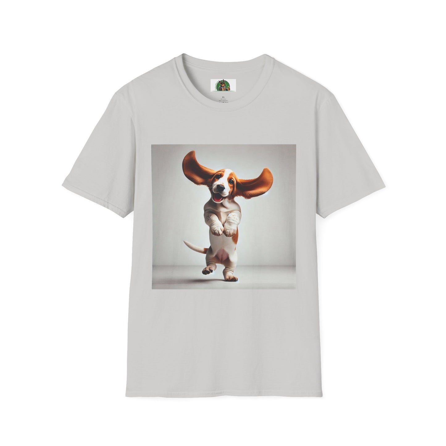 Bassett Hound T-Shirt - Dancing Dog Design T-Shirt Printify S Ice Grey