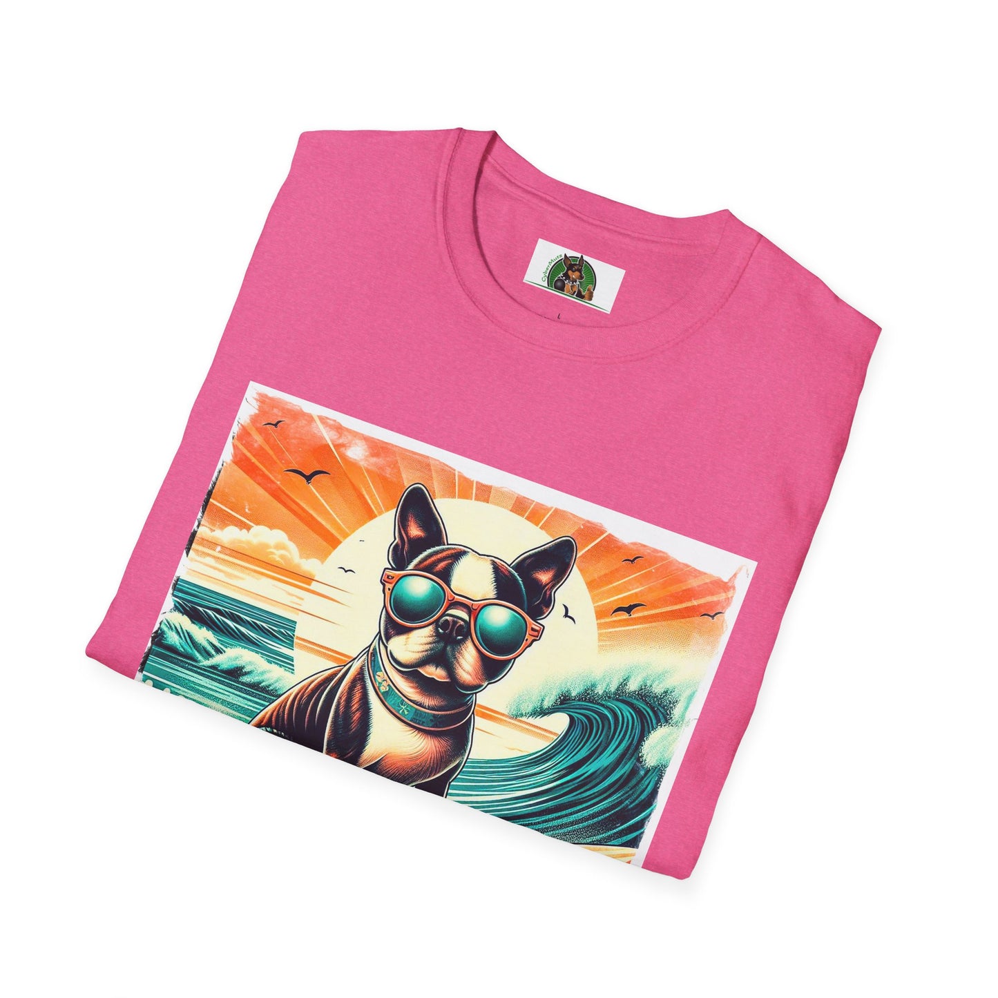 Boston Terrier Sunset Surfer Dog Shirt