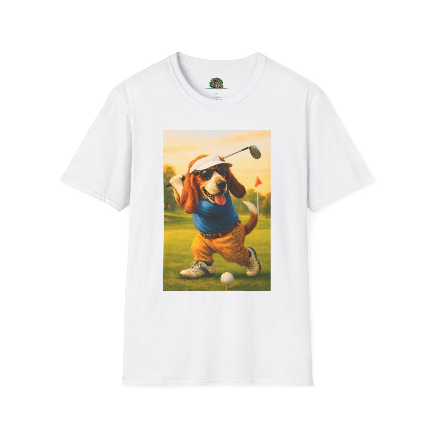 Sports Bassett Hound Dog Golf Unisex T-Shirt T-Shirt Printify White XS