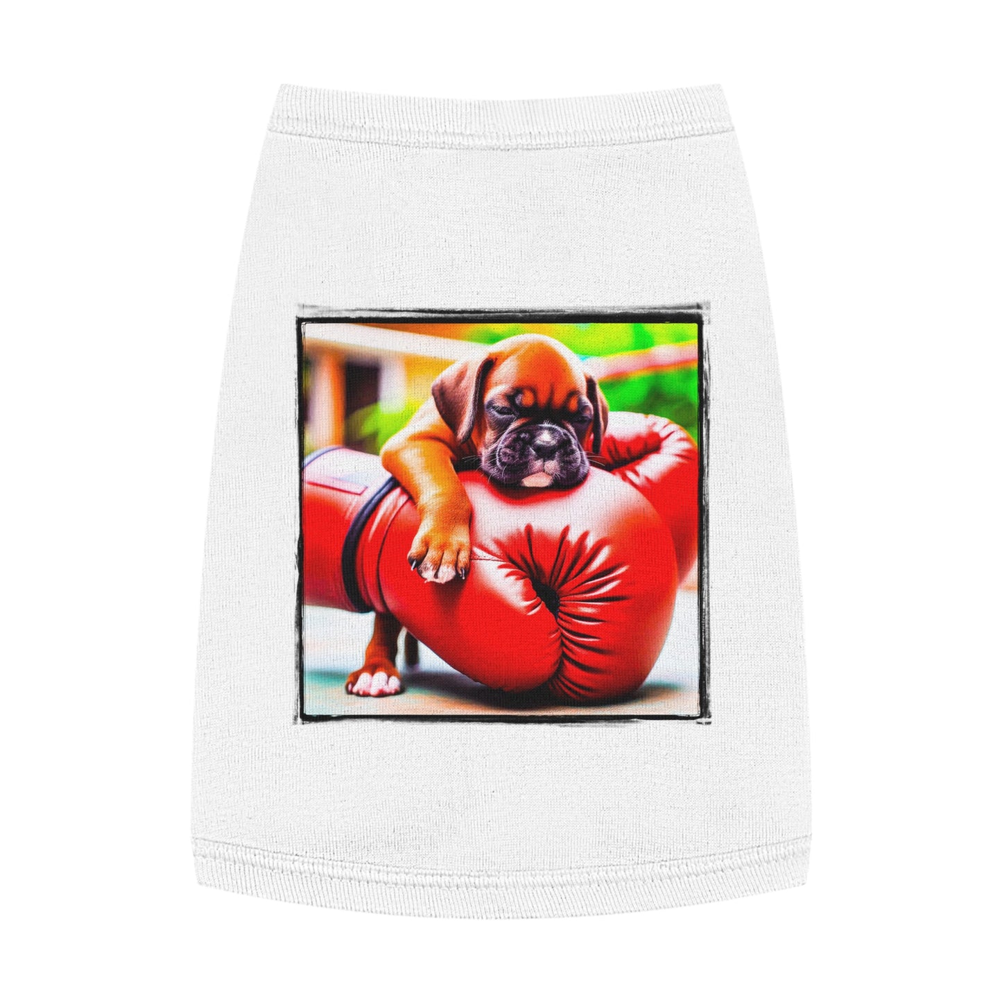 Pet Tank Top Boxer Puppy On Boxing Gloves Pets Printify M White 