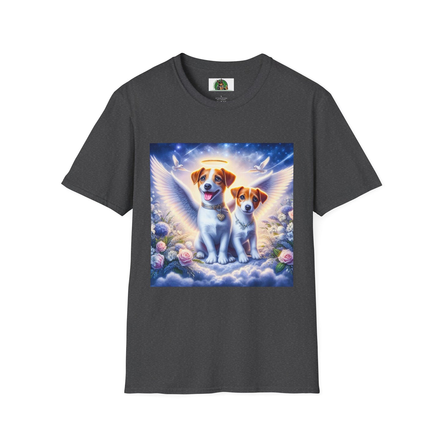 Jack Russell Puppy Angels T-Shirt Printify S Dark Heather