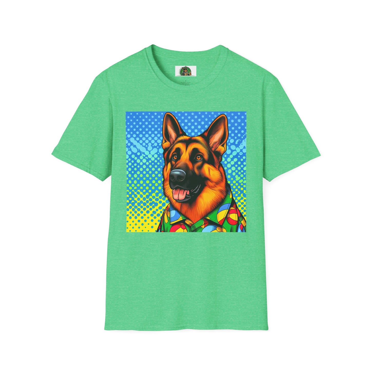 German Shepherd. Colorful cutie shirt T-Shirt Printify Heather Irish Green S