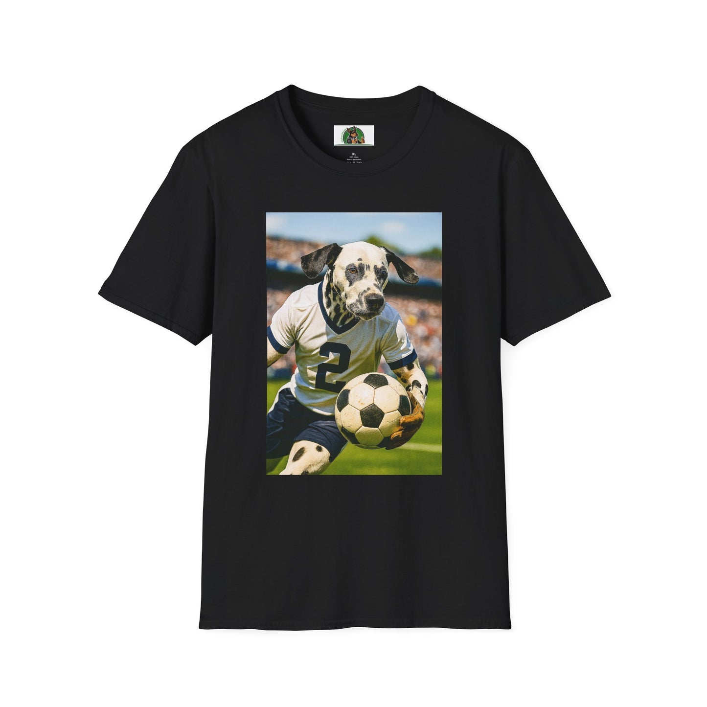 Sports Soccer Dalmatian Unisex T-Shirt T-Shirt Printify Black XS