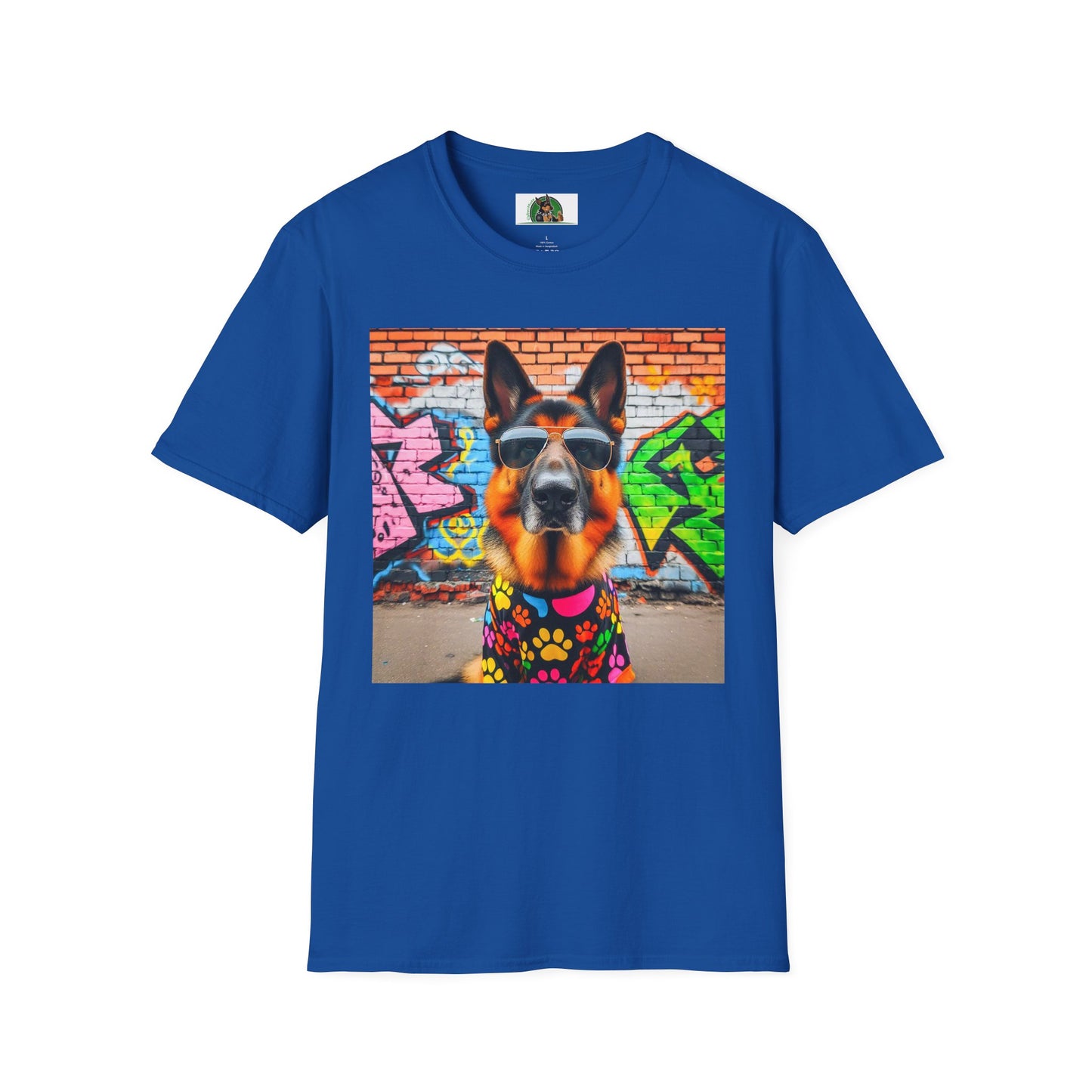 German Shepherd graffiti wall T-Shirt Printify Royal S